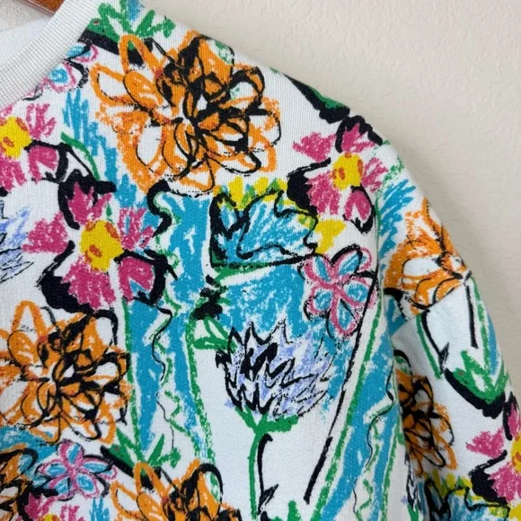 LUCY & YAK Wildflower Multicolor Oversized Organic Cotton Sweatshirt Sz XS - Picture 5 of 15